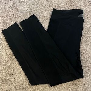 Black Leggings with Velvet Tuxedo Trim